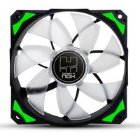nox hummer h-fan - ventilador para caja pc 120mm leds brillantes 7 aspas traslucidas rodamientos hidraulicos esquinas soporte goma color verde - negro