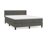 cama box spring con colchon terciopelo gris oscuro 140x200 cm diseno de botones