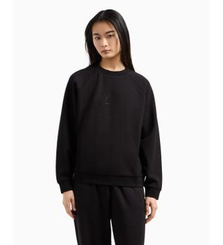 A|X Armani Exchange para mujer. XW000826AF13397UC001 Sudadera de cuello redondo negro (S), Casual, Deportivo, Multideporte, Viscosa