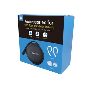 Auriculares Timekettle con estuche protector, almohadillas y ganchos para oreja
