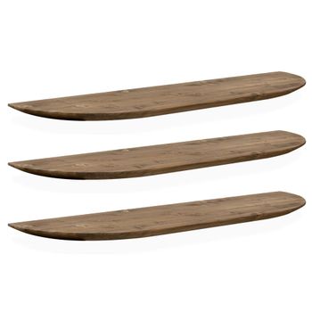 Pack 3 estanterías redondeadas de madera flotantes marrón 140x3,2cm