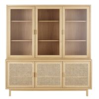 alacena de roble y ratan de 180 cm con 6 puertas