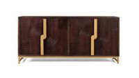 aparador de madera maciza con cuatro puertas y detalles dorados