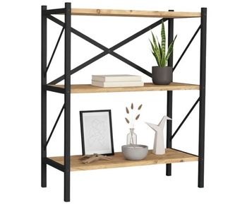 Estantería de salón rus 3 estantes negro y roble safir 66x85x34 cm