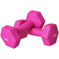 sportnow juego de 2 mancuernas hexagonales con agarre antideslizante para entrenamiento en casa 2x3 kg rosa   aosom espana