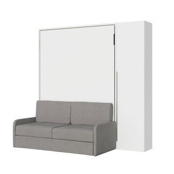 Cama Francesa Vertical Versia Sofà 140 Con Sofá, Estante Y Armario 1 Puerta Dx Blanco