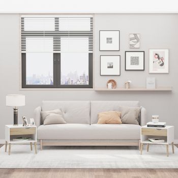 Set De 2 Mesitas De Noche De Melamina Madera Homcom 50x39x51cm-blanco