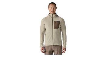 Sudadera con cremallera completa patagonia r1 air beige  hombre
