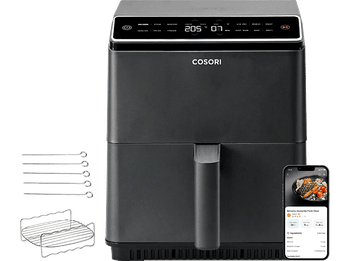 REACONDICIONADO Seminuevo Muy bueno Freidora de aire - Cosori Dual Blaze Chef Edition, Doble resistencia, 1700 W, 6.4 L, 12 Funciones