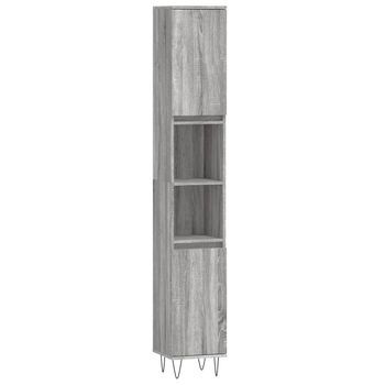 Armario De Baño | Mueble Baño Madera Contrachapada Gris Sonoma 30x30x190 Cm