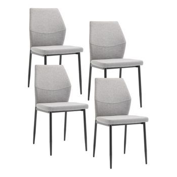 Pack De 4 Sillas Nobles Silla Para Salón Comedor Con Patas Metálicas Y Tapizada En Tela En Color Gris