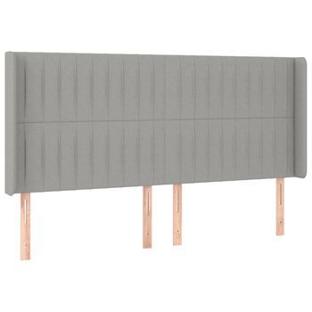 Cabecero Cama | Panel De Cabecera Con Orejas De Tela Gris Claro 183x16x118/128 Cm