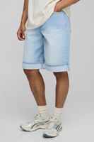 pantalon deportivo regular destenido con vuelta en el bajo azul