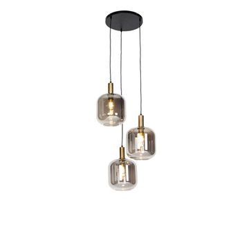 Lámpara de techo negra cristal ahumado 3 luces wifi