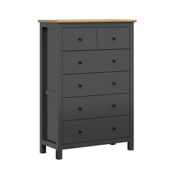 Cómoda 6 cajones paneles mdf y de melamina gris antracita y madera