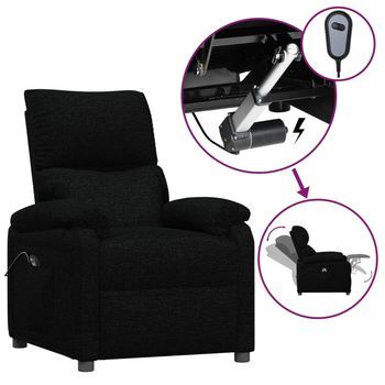 Sillón Reclinable Eléctrico De Tela Negro Cfw739290