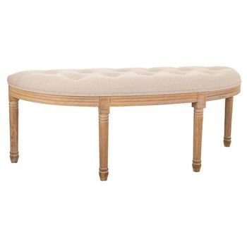 Banqueta Antigua De Madera Color Crema 125x45x48