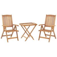 conjunto de balcon mesa de madera de acacia marron claro 2 sillas plegables diseno atemporal exteriores java
