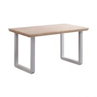 mesa de comedor extensible con patas metalicas 140-220x80cm roma roble - blanco 220 x 80 x 77 cm