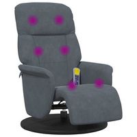 sillon reclinable masaje con reposapies terciopelo gris oscuro vidaxl