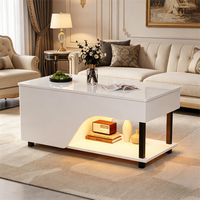 mesa de centro elevable para salon blanca 100 x 50 cm con almacenaje oculto