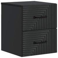 mesita de noche de pared - dormitorio - madera de ingenieria - negro 345x33x40cm