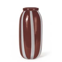 jarron de vidrio soplado redondeado marron y blanco h33
