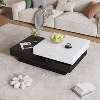 mesa de centro giratoria blanca y negra dos niveles 103 x 60 x 355 cm