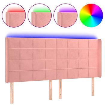 Cabecero，cabecero Cama，panel De Cabecera Con Led De Terciopelo Rosa 203x16x118/128 Cm