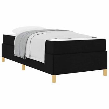 Cama Tipo Box Spring Negro Y Blanco Y Negro 100 X 200 Cm Tela