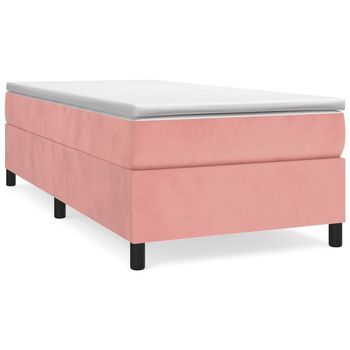 Estructura De Cama Con Somier Terciopelo Rosa 100x200 Cm Vidaxl