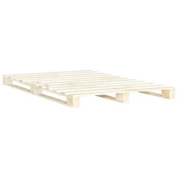 Cama Doble | Cama Para Adultos | Estructura De Cama De Palés Madera Maciza De Pino 180x200 Cm
