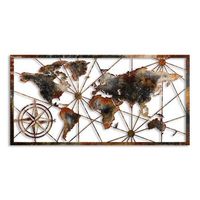 decoracion pared de metal mapamundi large-3 multicolor 120x60 cm