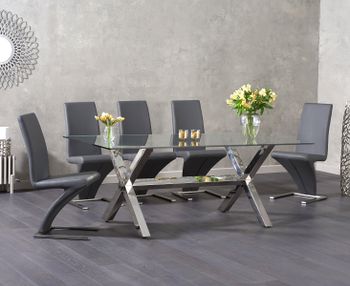 Renzo 200cm Glass Dining Table with Hampstead Z Chairs