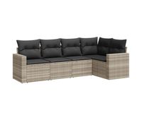 vidaxl set de sofas jardin y cojines 5 pzas ratan sintetico gris claro