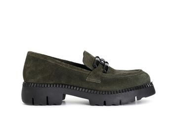 mocasín de mujer en ante con bocado green