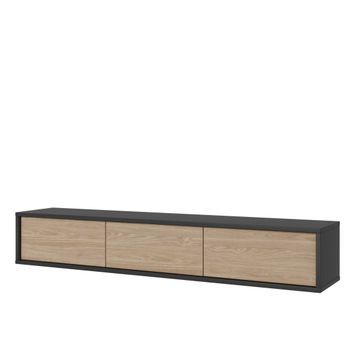 Mueble Para Tv De 180 Cm, Colección Maanum. Color Gris Y Roble Claro.