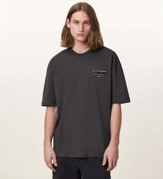 ALL SAINTS para hombre. M002PC Camiseta Redact gris oscuro (M), Casual, Algodón, Manga corta