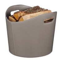 cesta de madera en simil piel