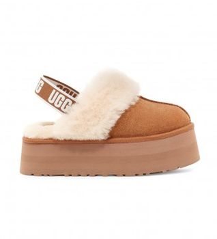 UGG para mujer. 1113474 Zapatillas de piel W Funkette marrón (38), Plano, Ninguno, Casual, Homewear