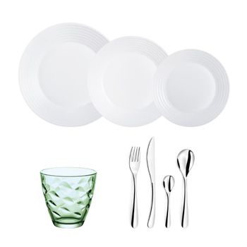 Vajilla vidrio opal blanca 48 piezas