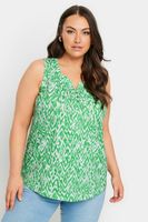 yours camiseta verde ikat sin mangas de algodon con jaretas mujer curvy y tallas grandes yours