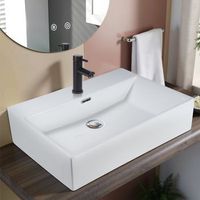 lavabo de encimera nettlife lavabo de ceramica blanca para bano - lavabo cuadrado 6042cm