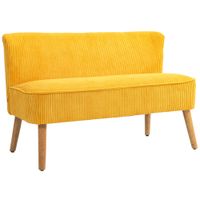 homcom sofa de dos plazas elegante diseno escandinavo marco de madera maciza hasta 150 kg 117x565x77 cm amarillo   aosom espana