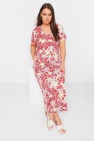yours vestido largo de flores rojas  mujer curvy y tallas grandes yours