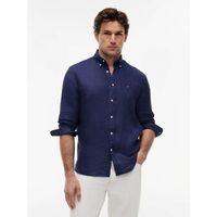 tommy hilfiger camisa manga larga mw0mw41530 pgmnt dyed-dcc carcon navy para hombre