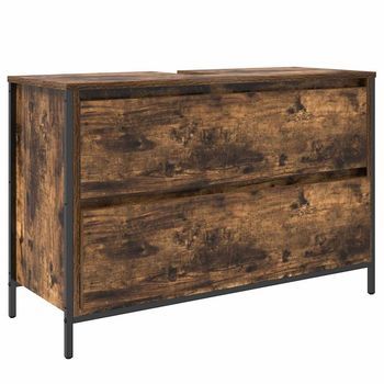 Mueble De Baño Con Lavabo Y Cajones Roble Ahumado 90x34,5x60 Cm Vidaxl
