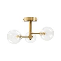 lampara de techo moderna de vidrio de 3 luces de metal pantallas redondas colgante de laton maricao