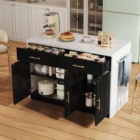 isla central de 120 x 60 x 91 cm - mostrador de cocina con cable de alimentacion de 15 m de largo - puertos usb - negro
