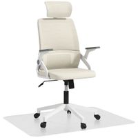 vinsetto conjunto de oficina incluye 1 silla de oficina de malla beige y 1 alfombra protectora 90x120 cm   aosom espana